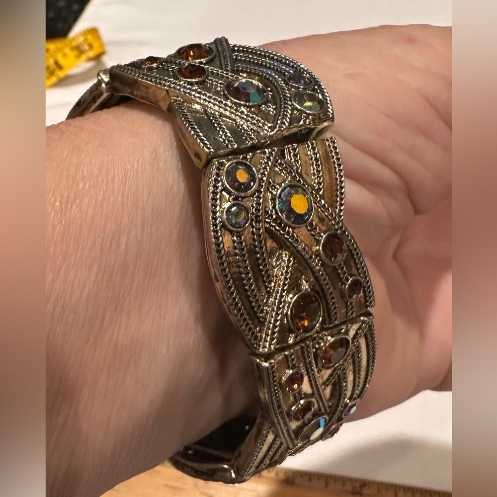 Gold and Colored Rhinestone Stretch Bracelet
